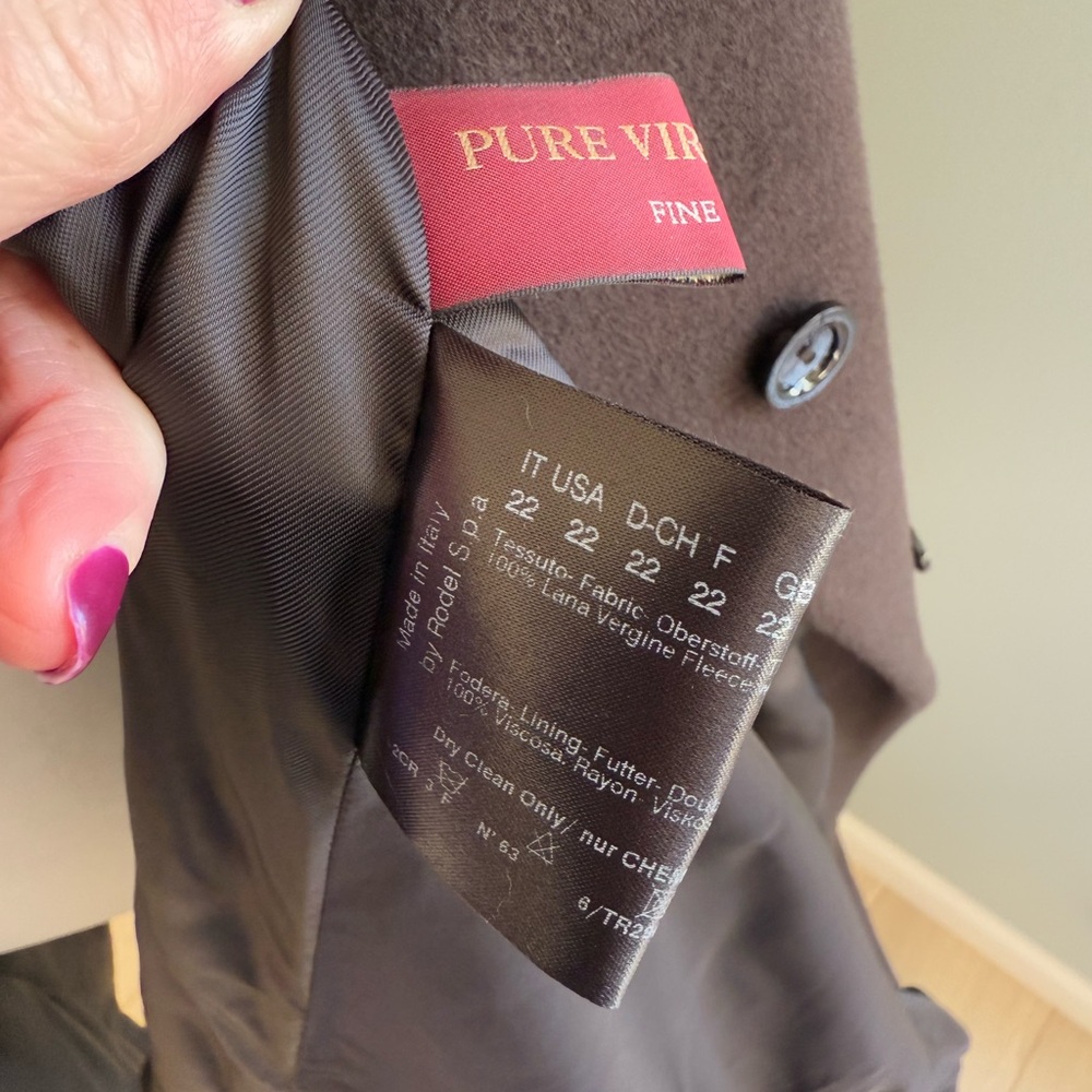 CINZIA ROCCA DUE 100% Women's Wool Funnel Neck A-Line Coat Dark Brown- 22 - Picture 9 of 16
